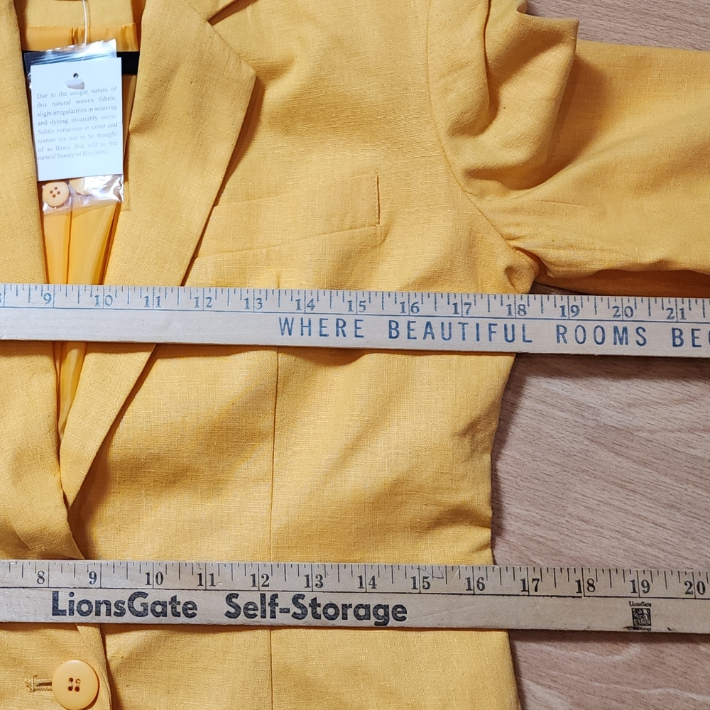 NWT Newport News Linen Cotton Yellow Single Button Blazer Size‎ 4 - Picture 10 of 16